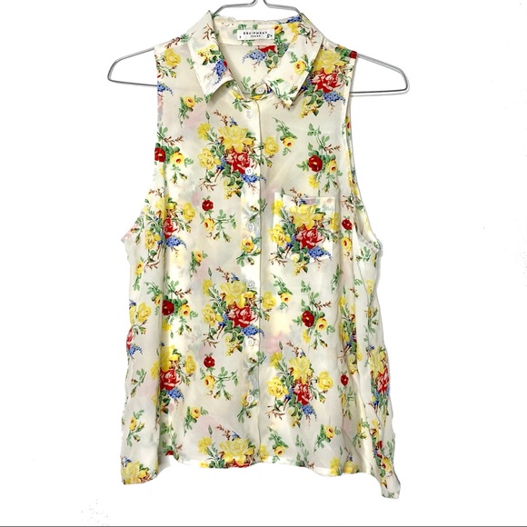 SOLD Equipment Femme Floral Print Silk Button Blouse - Picture 2 of 10